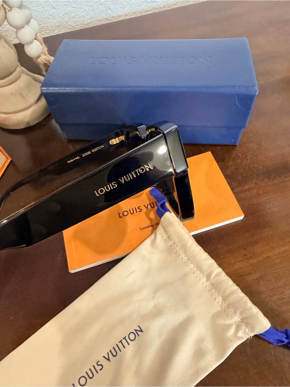 Louis Vuitton Black Square Sunglasses with Gold Details - Picture 2 of 5